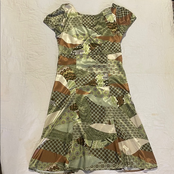 Adonna Olive and Chestnut Patterned Mini Dress - Picture 8 of 8